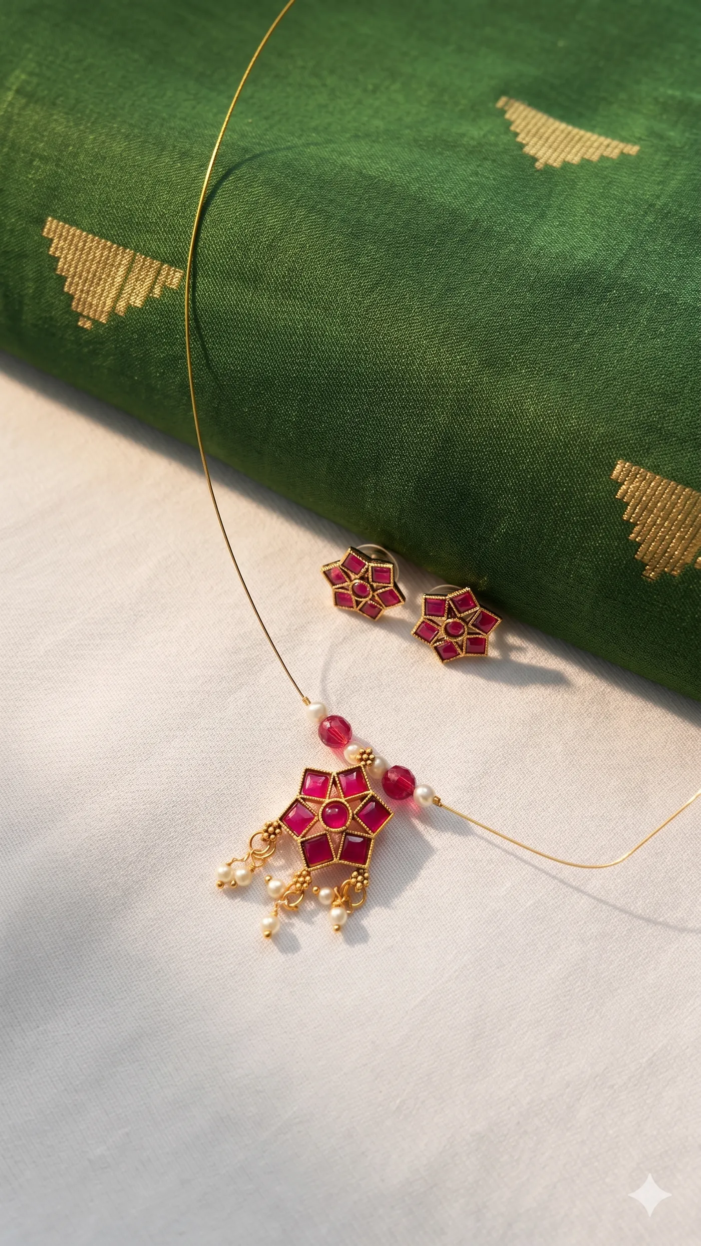 Ruby Radiance Starburst Pendant Set